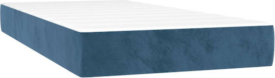 Ein Einzelbett Mit Samt Dunkelblau Mit Lattenrost Und Matratze 90x190cm
