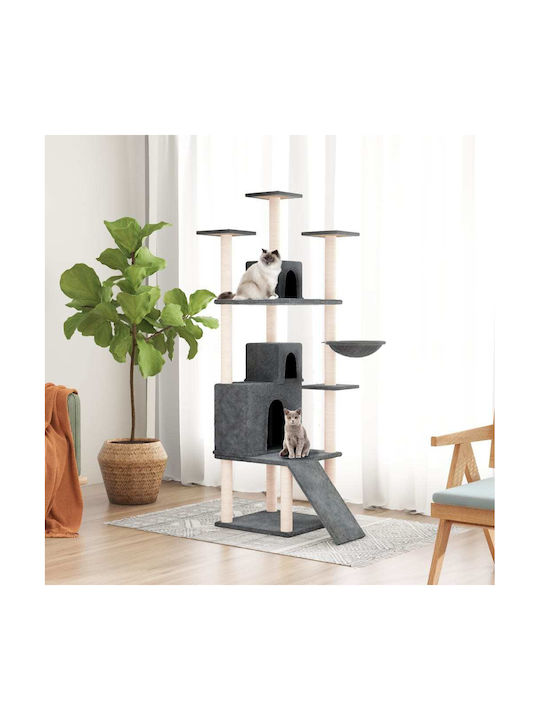 vidaXL Cat Scratching Post Cat Tree In Gray Colour 47.5x78x175 cm