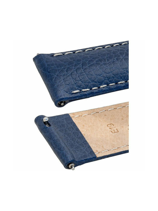 Hirsch Kansas Δερμάτινο Λουράκι Μπλε 22mm
