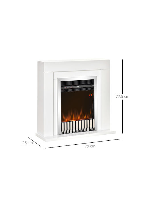 HomCom Επιδαπέδιο Ηλεκτρικό Τζάκι 2000W 79x77.5cm Λευκό