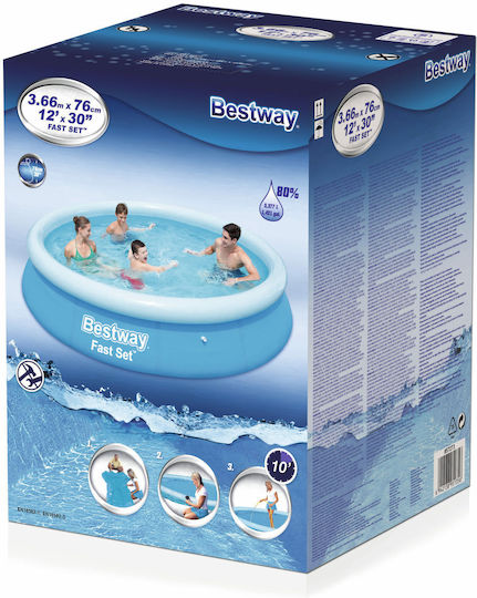 Bestway Runde Schwimmbecken PVC 5377lt Aufblasbar 366x76cm Hellblaue