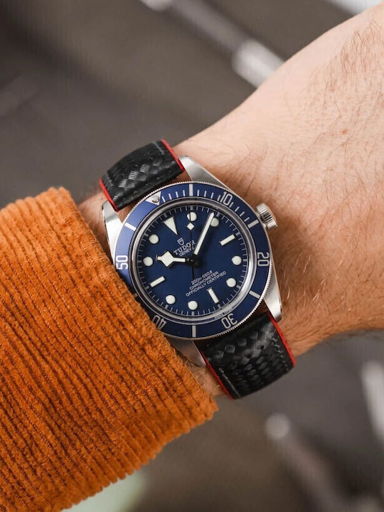 Hirsch Καουτσούκ Λουράκι Μαύρο 22mm