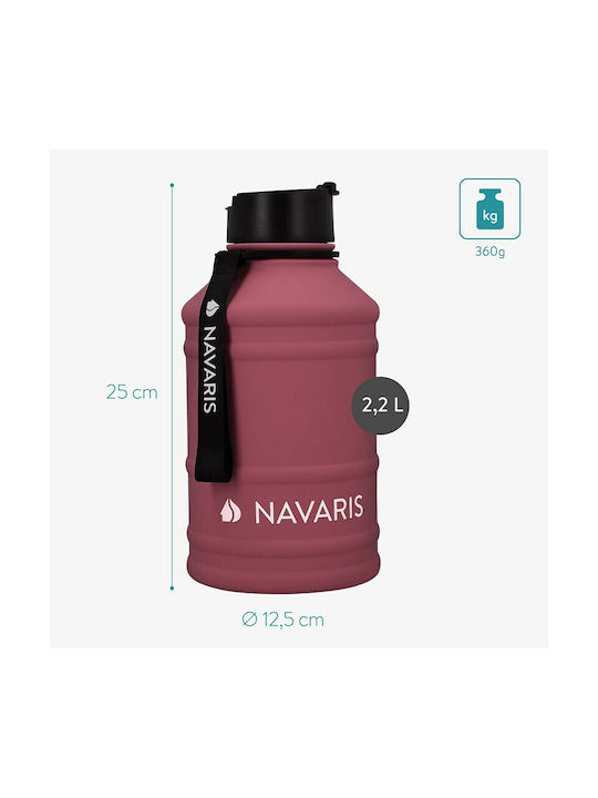 Navaris Sport Stainless Steel Water Bottle 2200ml Red