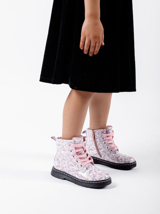 Marikelly Kids Combat Boots Lilac