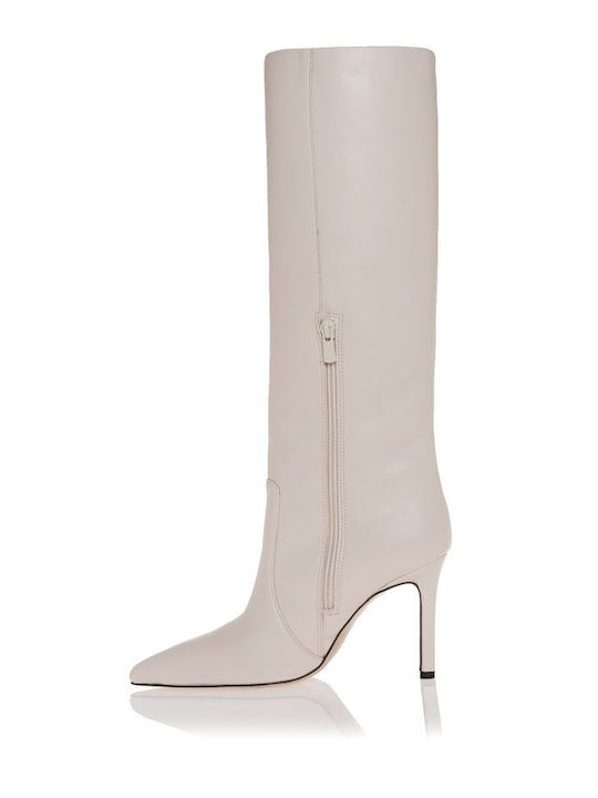 Γυναικείες Μπότες με Ψηλό Τακούνι Off White