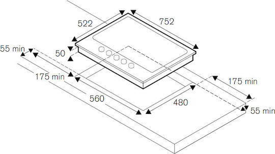 Bertazzoni Εστία Υγραερίου Αυτόνομη 75.2x52.2εκ.