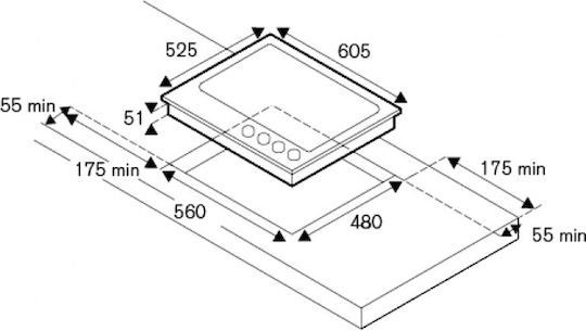 Bertazzoni P60 4L PRO GNE Gas Cooktop Autonomous 60.5x52.5εκ.