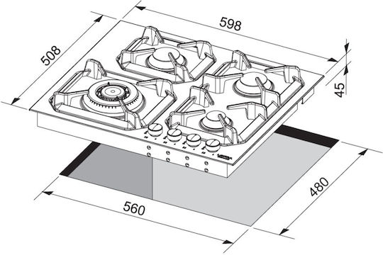 Lofra Gas Cooktop Autonomous 59.8x50.8εκ.