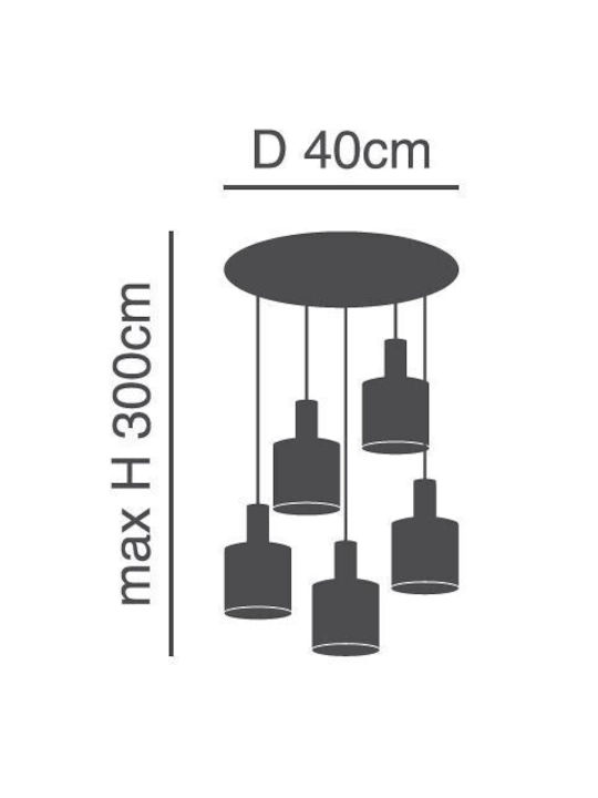 Home Lighting Suspendat Candelabru pentru 5 Becuri E27 Gri