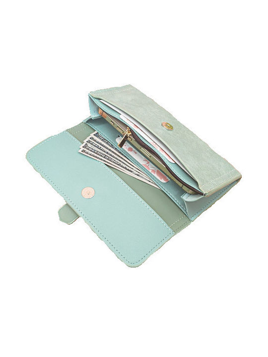 Wallet women's light blue-green leatherette with clasp and inner pockets and zipper 19x9x2.5 (tatu moyo)