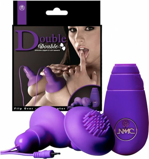 Nanma Double Double Silicone Nipple and Clitoral Teasers Clitoral and Nipple Suction Device with Vibration Purple