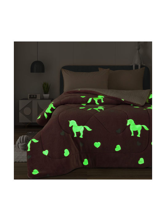 Cosmin Home Fashion Kids Duvet Cover Glow in the Dark for Single Bed Pink 160x220εκ.