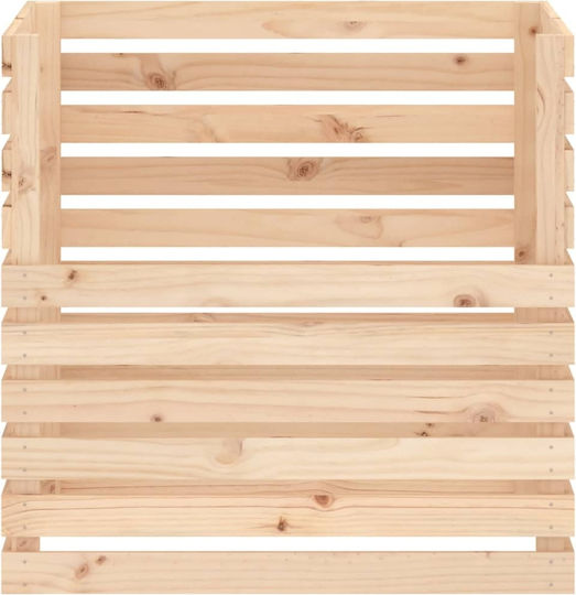 822187 Wooden Open Type Composter Brown 80x80x78cm of Solid Pine Wood