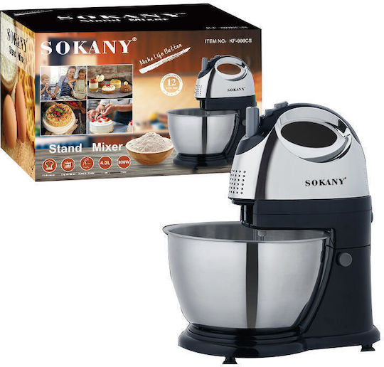 Sokany KF-906CS Μίξερ με Inox Κάδο 4lt Μαύρο 400W