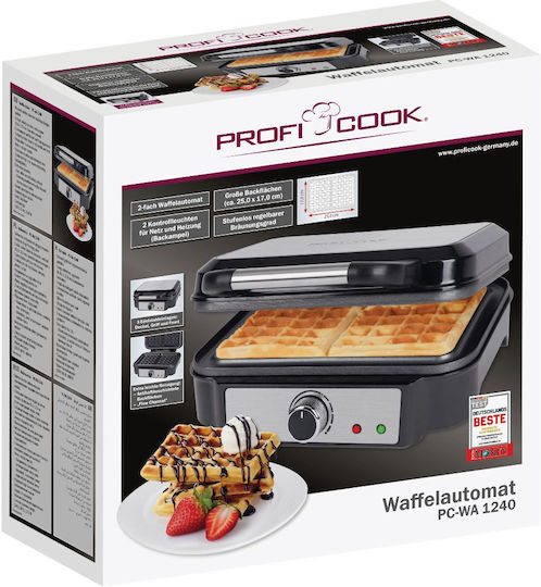 Profi Cook PC-WA 1240 Βαφλιέρα για Τετράγωνες Βάφλες 2 Θέσεων 1000W