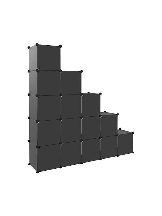 vidaXL Plastic Storage Box Black 15pcs