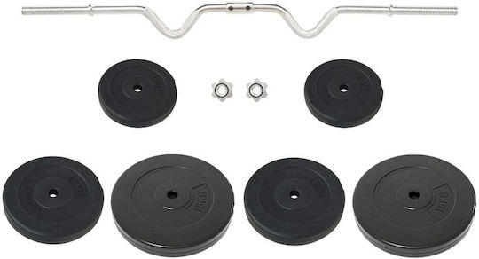 vidaXL ​Στραβόμπαρα Φ25mm Σετ με Βάρη 60kg Μήκους 120cm με Βιδωτά Κολάρα