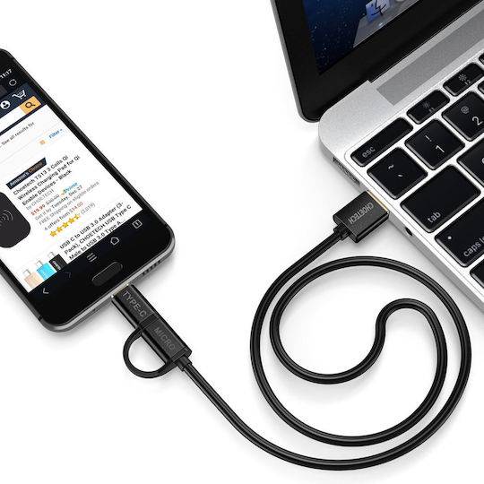 Choetech Regular USB to Type-C / micro USB Cable Μαύρο 1.2m (XAC-0012-101BK)