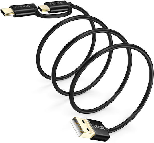 Choetech Regular USB to Type-C / micro USB Cable Μαύρο 1.2m (XAC-0012-101BK)