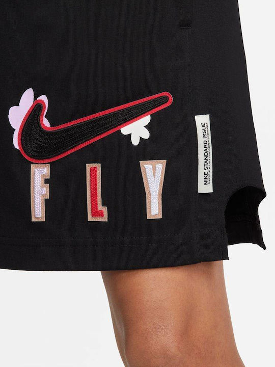 Swoosh Standard Issue Γυναικεία Αθλητική Βερμούδα Μαύρη