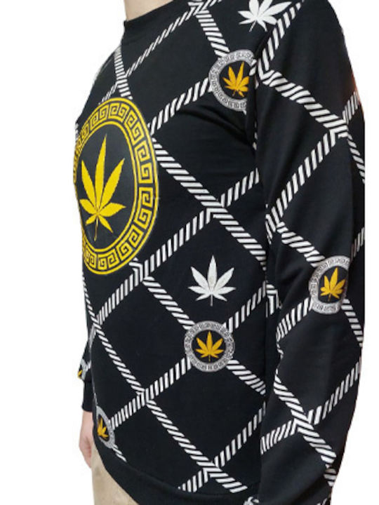 Men's Sweatshirt Penny Black With Marijuana Design