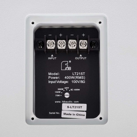 GloboStar FDB LT215T Παθητικό Επιτοίχιο Ηχείο 800W (Τεμάχιο) Λευκό