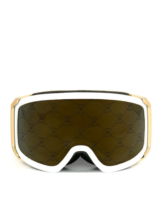 Snob Milano Μάσκα Σκι & Snowboard Ενηλίκων Λευκή με Φακό σε Κίτρινο Χρώμα