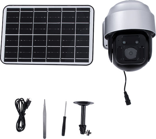 GloboStar 86054 IP Surveillance Camera Wi-Fi/4G Full HD 1080p Waterproof Battery Powered with Two-Way Communication Silver