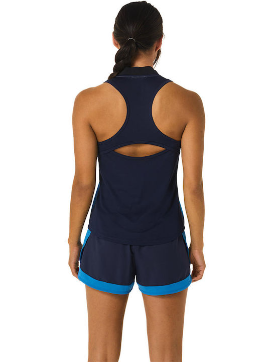 ASICS Match Damen Sportlich Bluse Ärmellos mit Reißverschluss Blau