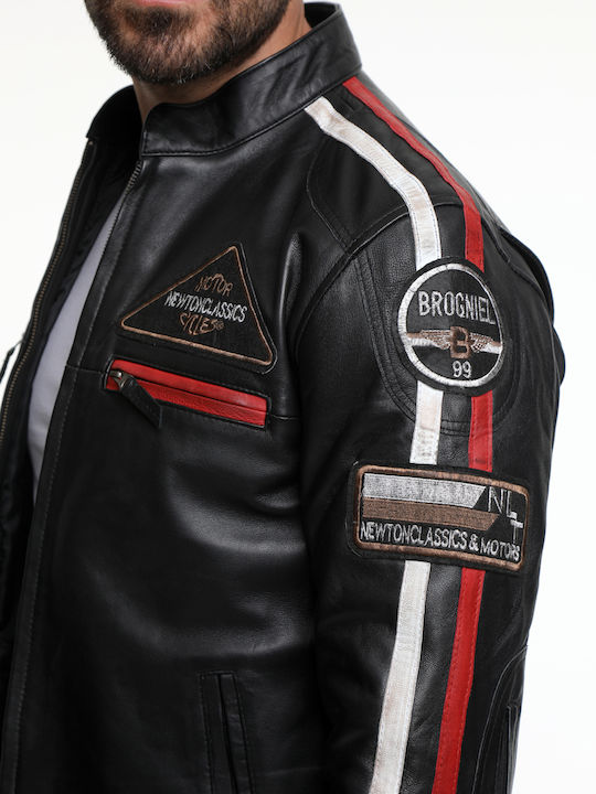 Men's black leather biker biker jacket CODE: 2374 BLACK