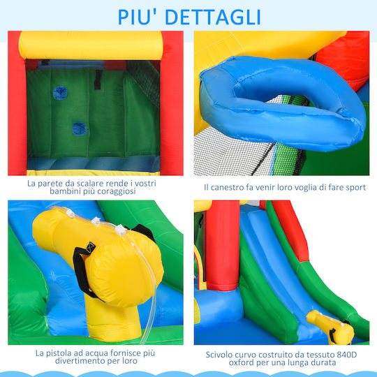 Outsunny Φουσκωτό Fun Castle Κάστρο με Τραμπολίνο & Τσουλήθρα για 3-8 Ετών