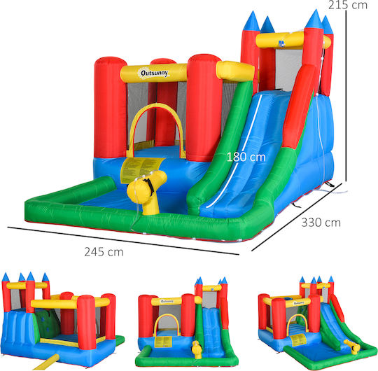 Outsunny Φουσκωτό Fun Castle Κάστρο με Τραμπολίνο & Τσουλήθρα για 3-8 Ετών