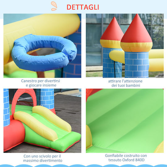 Outsunny Φουσκωτό Giant Castle Κάστρο με Τσουλήθρα για 3-8 Ετών