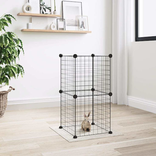 vidaXL Rodent Cage Cage for Pets with 8 Panels Black 4.3cm 35x35x70cm