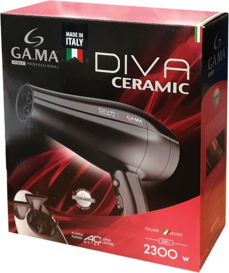 GA.MA Diva Ceramic 3D Therapy Ionic Professional Hair Dryer with Diffuser 2300W
