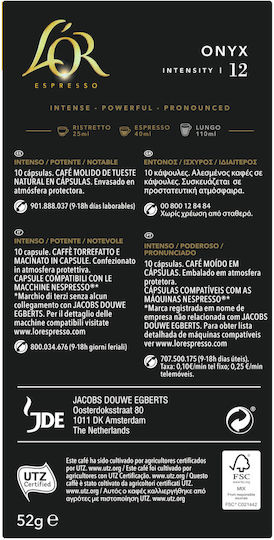 L'Or Κάψουλες Espresso Onyx Συμβατές με Μηχανή Nespresso 10caps