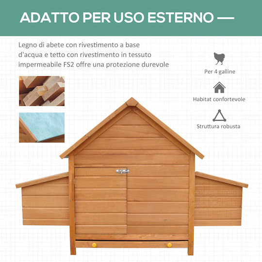 Pawhut Wooden Poultry Coop 2-Level L1.6 x W1.07 x H0.98m