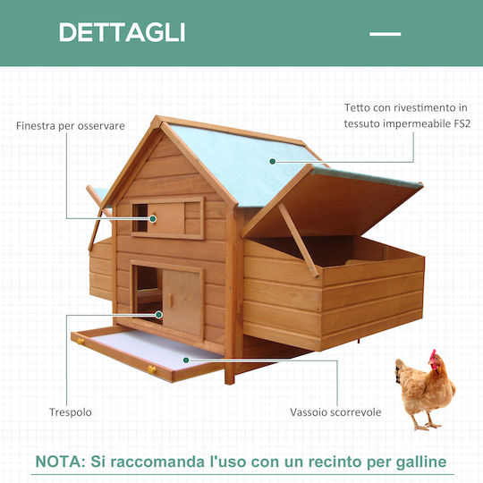 Pawhut Wooden Poultry Coop 2-Level L1.6 x W1.07 x H0.98m