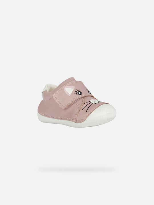 Geox Παιδικά Sneakers Tutim Baby Ανατομικά με Σκρατς για Κορίτσι Old Rose