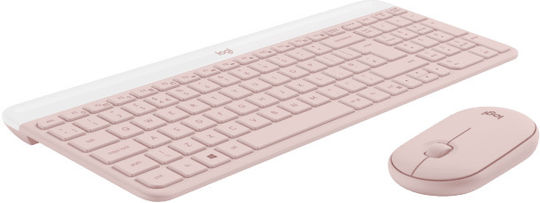 Logitech MK470 Ασύρματο Σετ Πληκτρολόγιο & Ποντίκι Αγγλικό US Ροζ