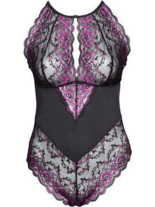 Cottelli Collection Bodysuit Sexy Marimi Mari Cu Transparență Și Dantelă Bodysuit Din Dantelă Negru