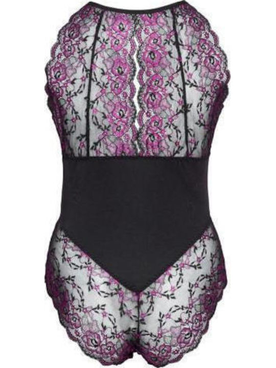 Cottelli Collection Bodysuit Sexy Marimi Mari Cu Transparență Și Dantelă Bodysuit Din Dantelă Negru