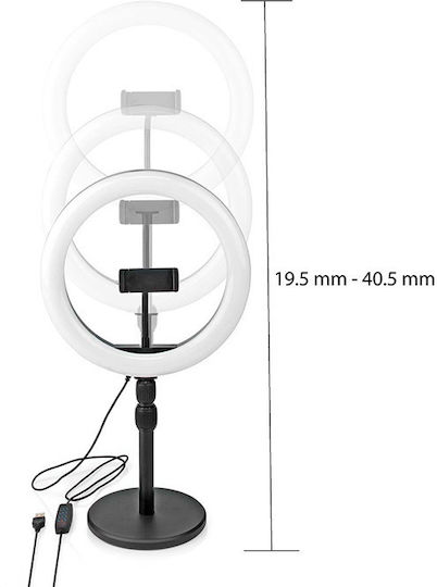 Nedis Ringlicht 26cm 2700 - 6700K mit Desktop Ständer/Halterung Halterung und Halterung für Handy