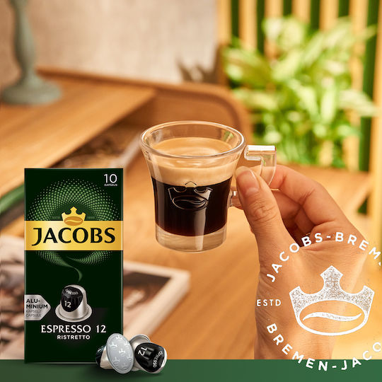 Jacobs Капсули Еспресо Ristretto Ristretto Съвместими с Машина Nespresso 10 броя