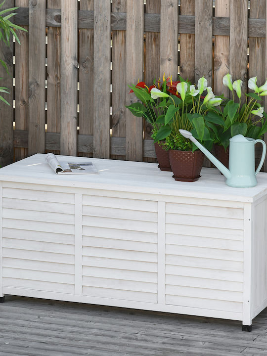 Outsunny Wooden Outdoor Storage Box White 127x56x60cm