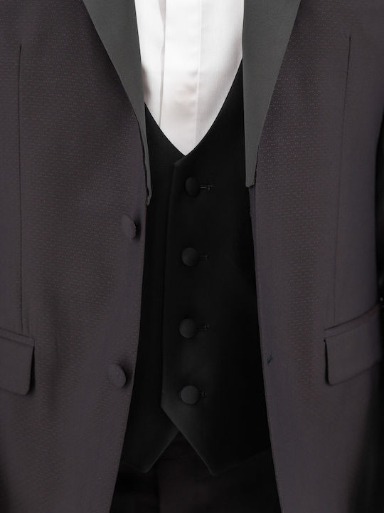 Men's Winter Suit with Vest Burgundy