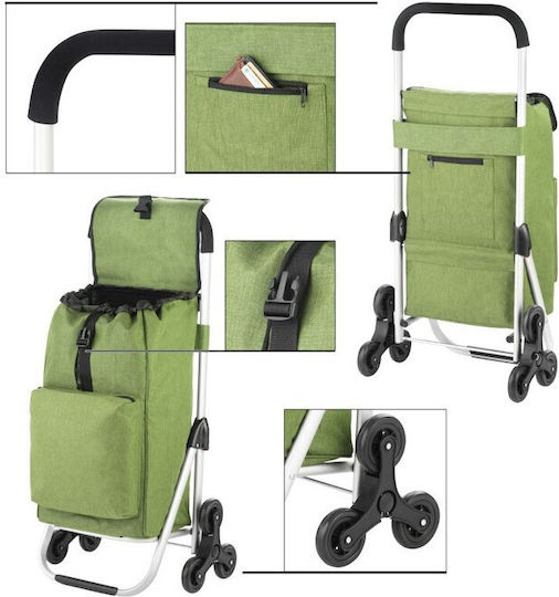 Cruiser Foldable Fabric Shopping Trolley Green 47x33x97cm