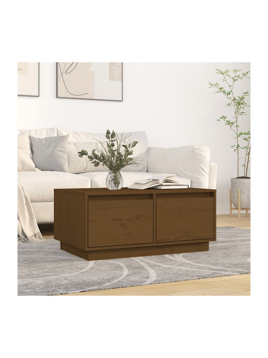 Rectangular Solid Wood Coffee Table Walnut L80xW50xH35cm