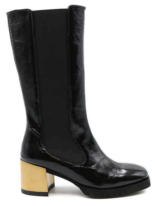 Kanna Leather Women's Boots with Rubber Black