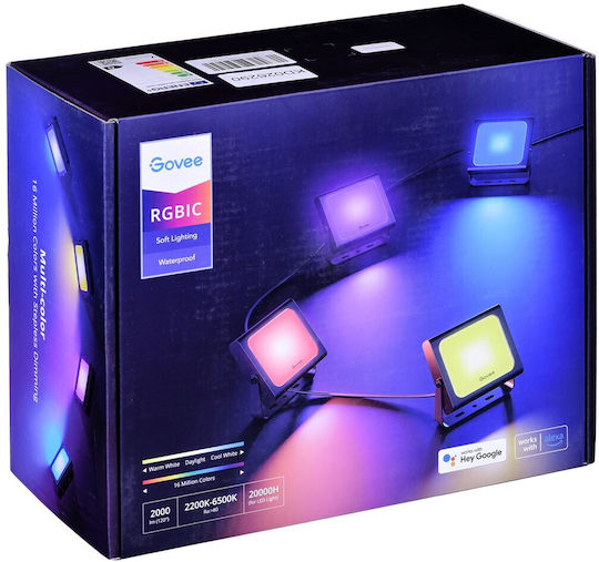 Govee Wasserdicht LED Flutlicht 24W Kaltweiß 6500K WiFi IP65